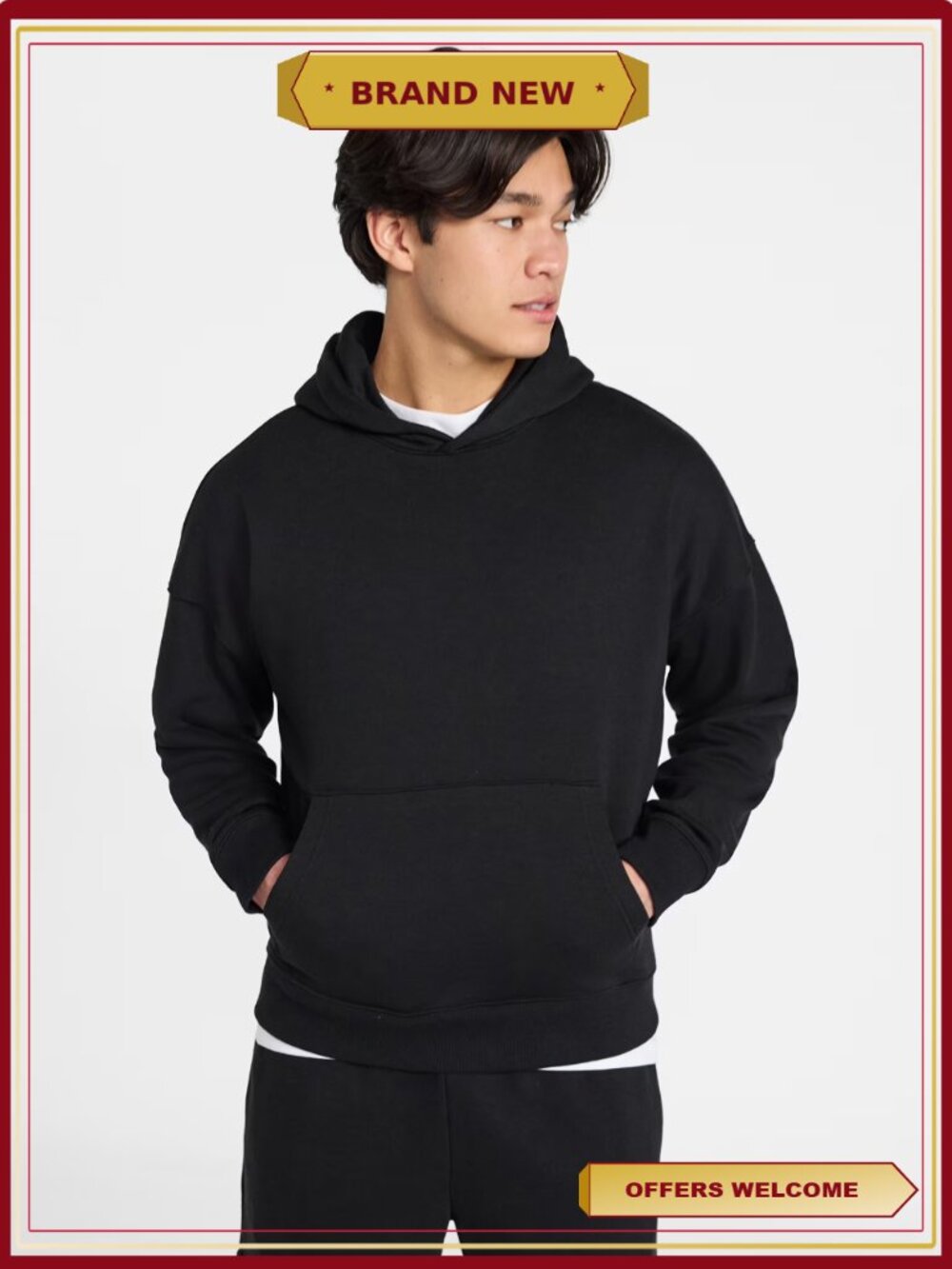 Oversized Hoodie Long Sleeve Drop Shoulder Men's Unisex Cozy